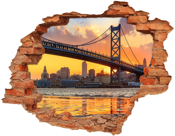 Hole in the wall sticker Sunset over the bridge