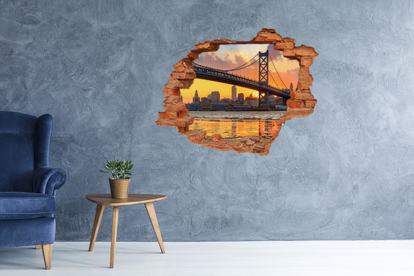 Hole in the wall sticker Sunset over the bridge
