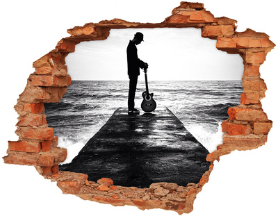Hole in the wall decal Musician on the pier