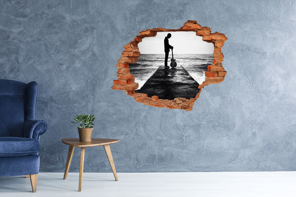 Hole in the wall decal Musician on the pier