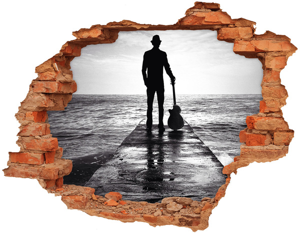 Hole in the wall sticker Musician on the pier