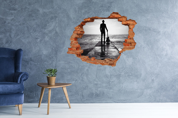 Hole in the wall sticker Musician on the pier