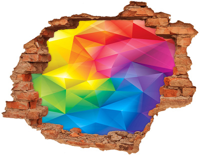 3D wall hole wallpaper A colorful rainbow in the wall