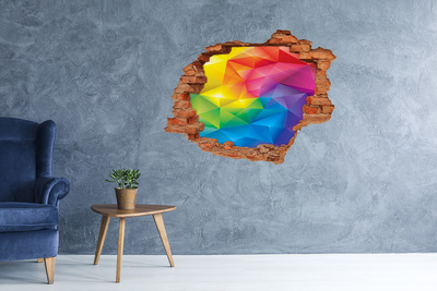 3D wall hole wallpaper A colorful rainbow in the wall