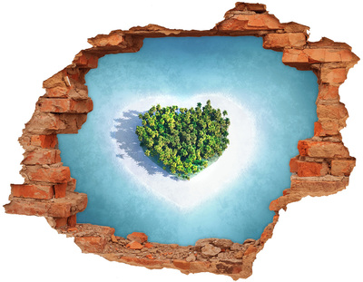 3D wall hole wallpaper A tropical island in the heart of the ocean