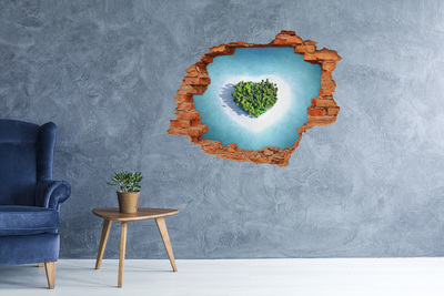 3D wall hole wallpaper A tropical island in the heart of the ocean
