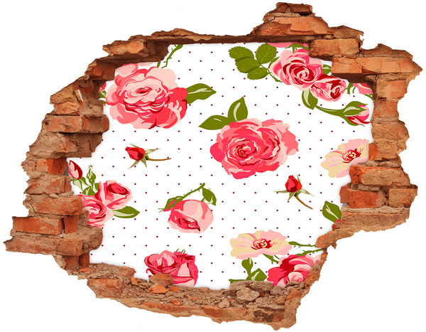 3D wall hole wallpaper Flower wall behind the hole