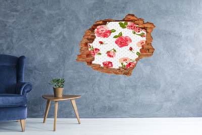 3D wall hole wallpaper Roses