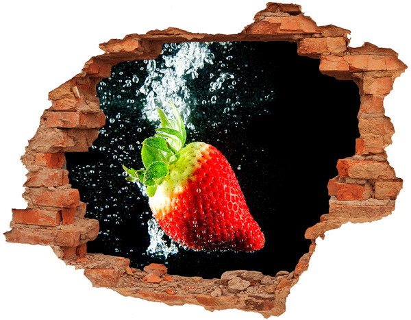 Hole in the wall sticker Strawberry in water