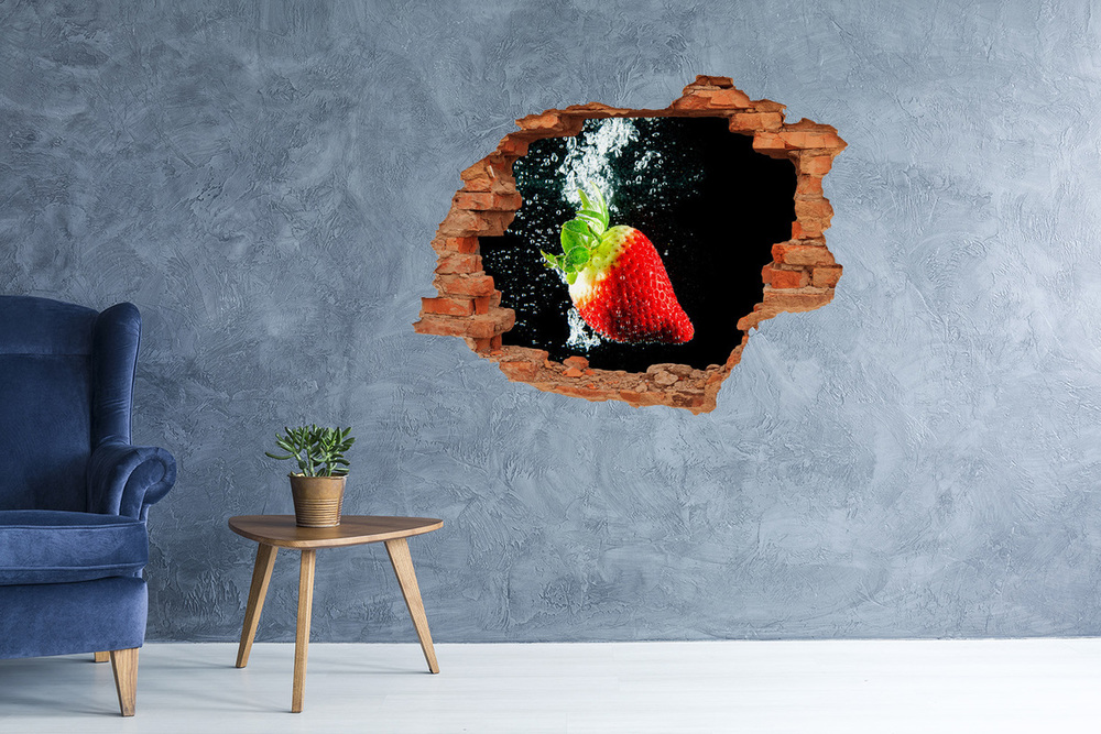 Hole in the wall sticker Strawberry underwater