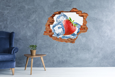 Hole in the wall sticker Juicy strawberry in ice