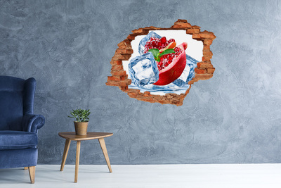 Hole wall sticker Juicy pomegranate fruit hole