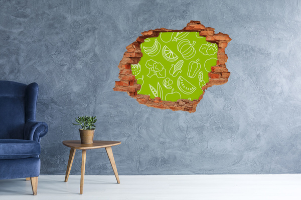 Hole wall sticker Fruit paradise in a hole in the wall