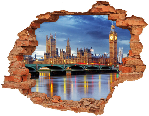 3D wall hole View of London