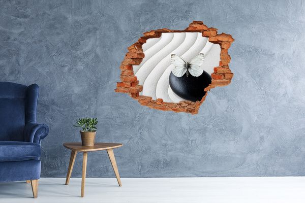 Hole wall sticker Zen stone and butterfly