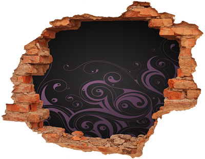 Hole wall sticker Purple patterns on a black background