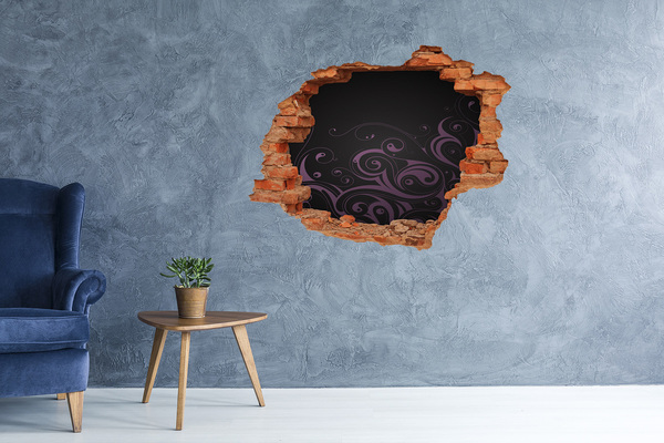 Hole wall sticker Purple patterns on a black background