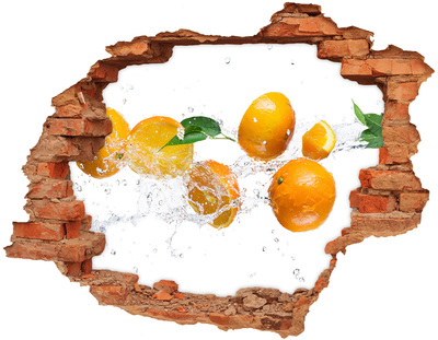 Hole wall sticker Citrus fruits in a water dance