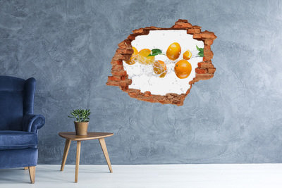 Hole wall sticker Citrus fruits in a water dance