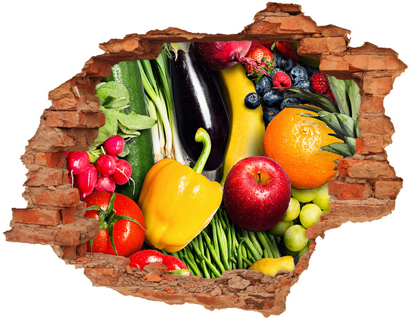 Hole wall sticker Fruit and Vegetables in a Hole in the Wall