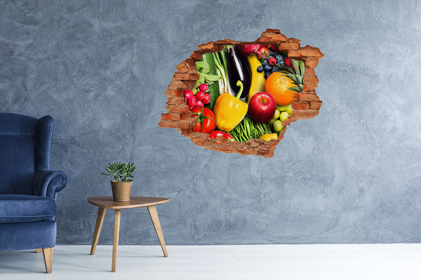 Hole wall sticker Fruit and Vegetables in a Hole in the Wall