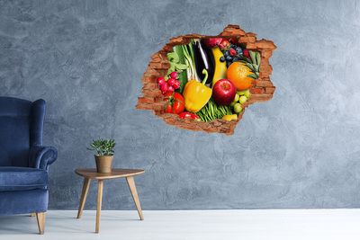 Hole wall sticker Fruit and Vegetables in a Hole in the Wall