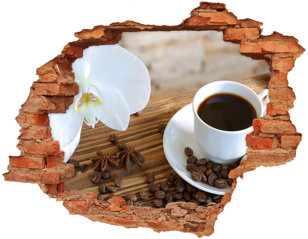 Hole wall sticker Coffee with orchid flower