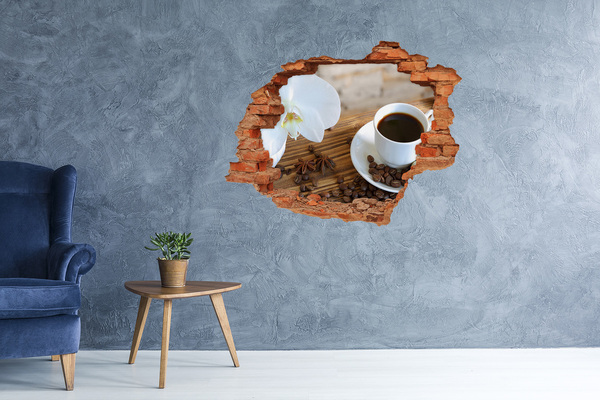 Hole wall sticker Coffee with orchid flower