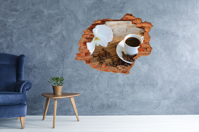 Hole wall sticker Coffee with orchid flower