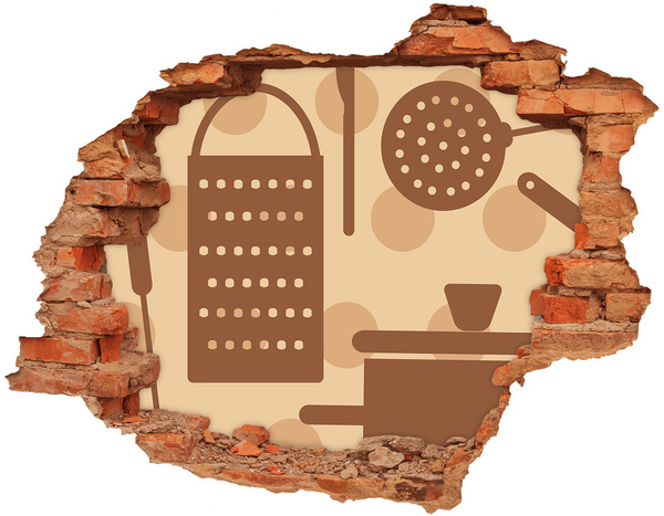 3D wall hole wallpaper Interior with a retro motif