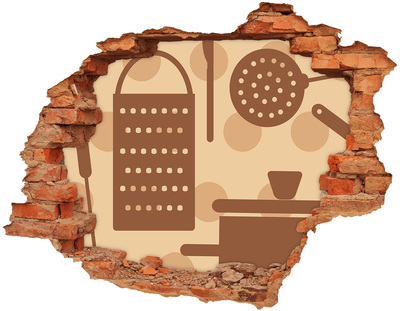 3D wall hole wallpaper Interior with a retro motif