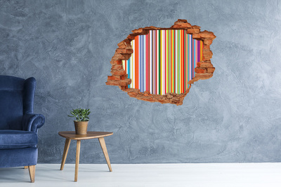 3D wall hole Colorful stripes through a hole in the wall