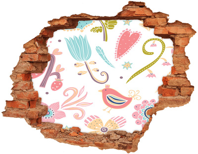 3D wall hole wallpaper The colorful world behind the hole