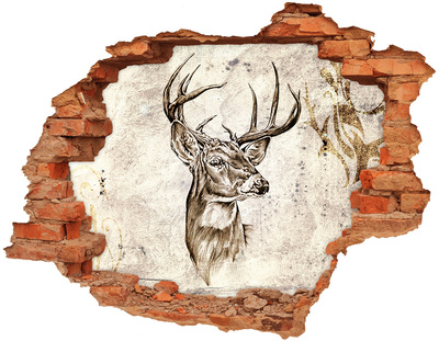 Hole in the wall sticker Antlered deer on the wall
