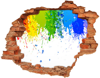 Hole wall sticker A colorful explosion in concrete