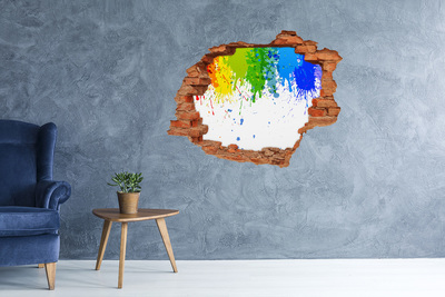 Hole wall sticker A colorful explosion in concrete