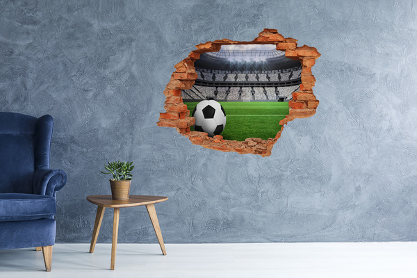 Hole in the wall decal Football stadium with a ball