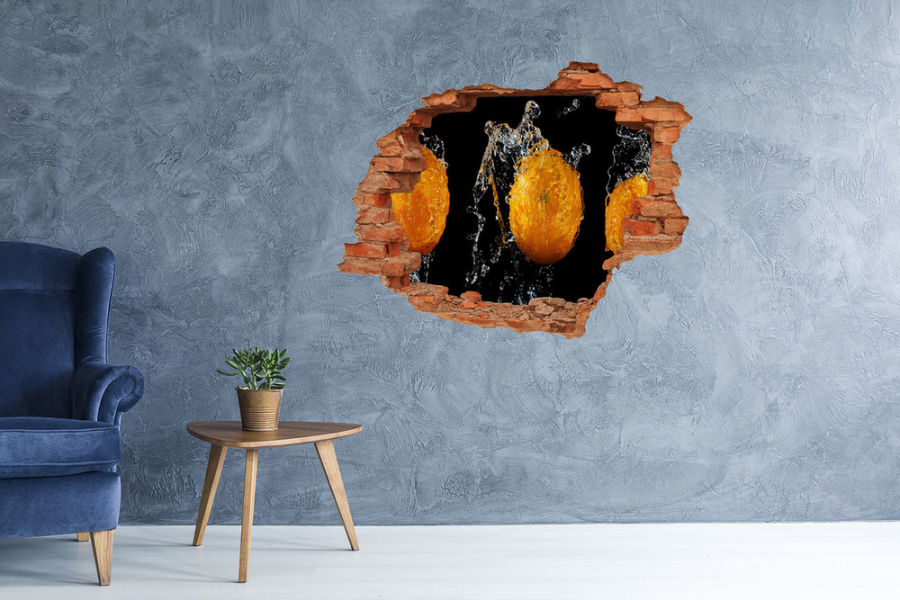 Hole wall sticker Oranges and water