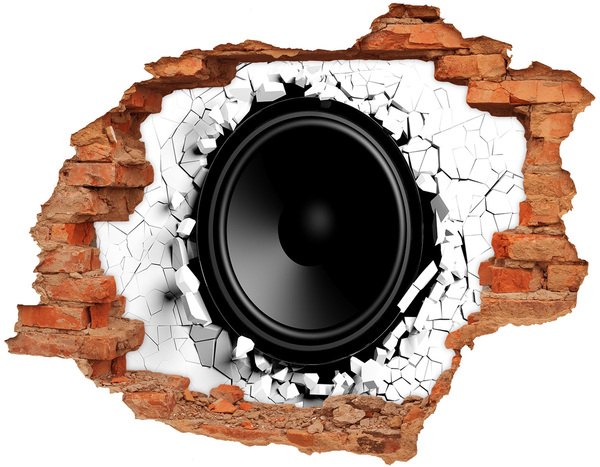 Hole in the wall sticker A loudspeaker in a damaged wall