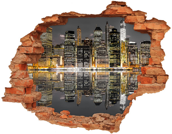 Hole in the wall decal View of the city at night