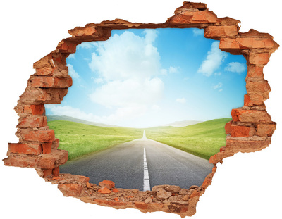 Hole in the wall decal A road through green fields