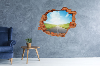 Hole in the wall decal A road through green fields