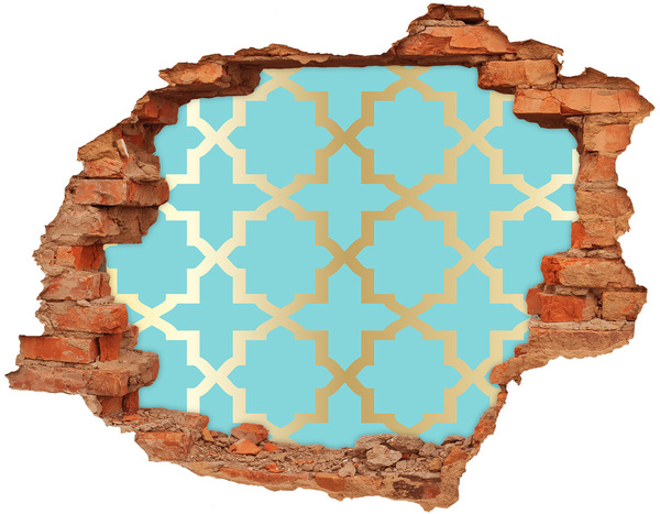 Hole in the wall sticker Pattern with gold ornaments