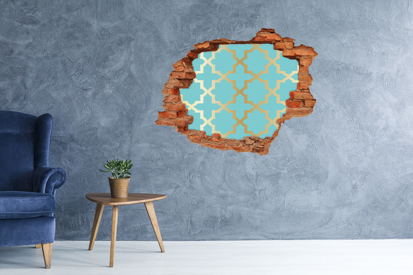 Hole in the wall sticker Pattern with gold ornaments