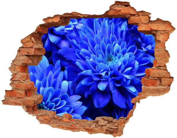 Hole in the wall decal Blue flower in a hole in the wall