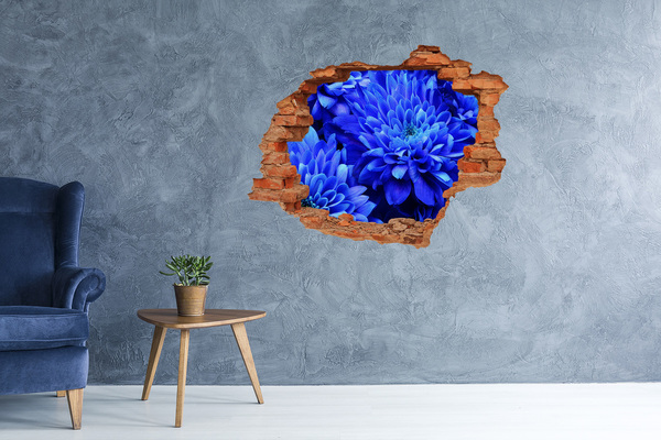 Hole in the wall decal Blue flower in a hole in the wall