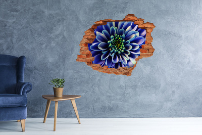 Hole in the wall sticker A flower in blue shades