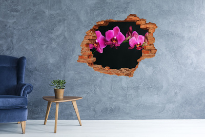 3D wall hole wallpaper Orchid through the wall
