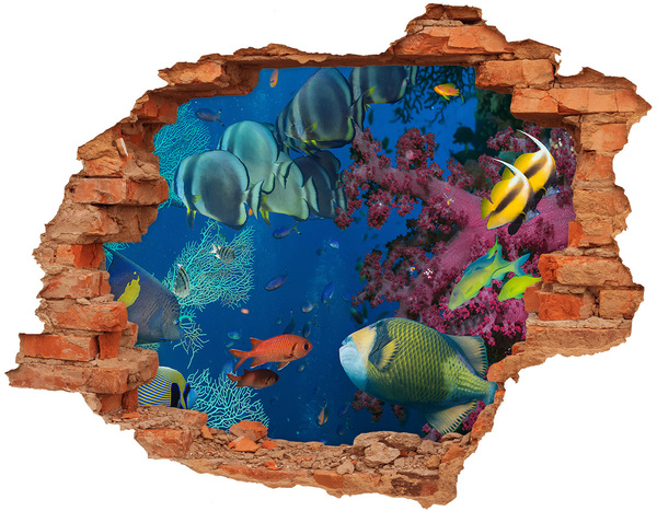 3D wall hole wallpaper Coral reef