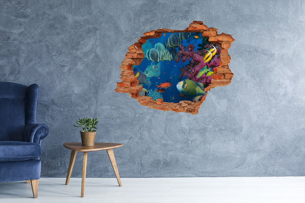 3D wall hole wallpaper Underwater coral paradise